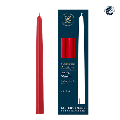 Christina Antikljus 4er-Pack Rot I Ø 22 x H 255 mm – 100 % Stearin