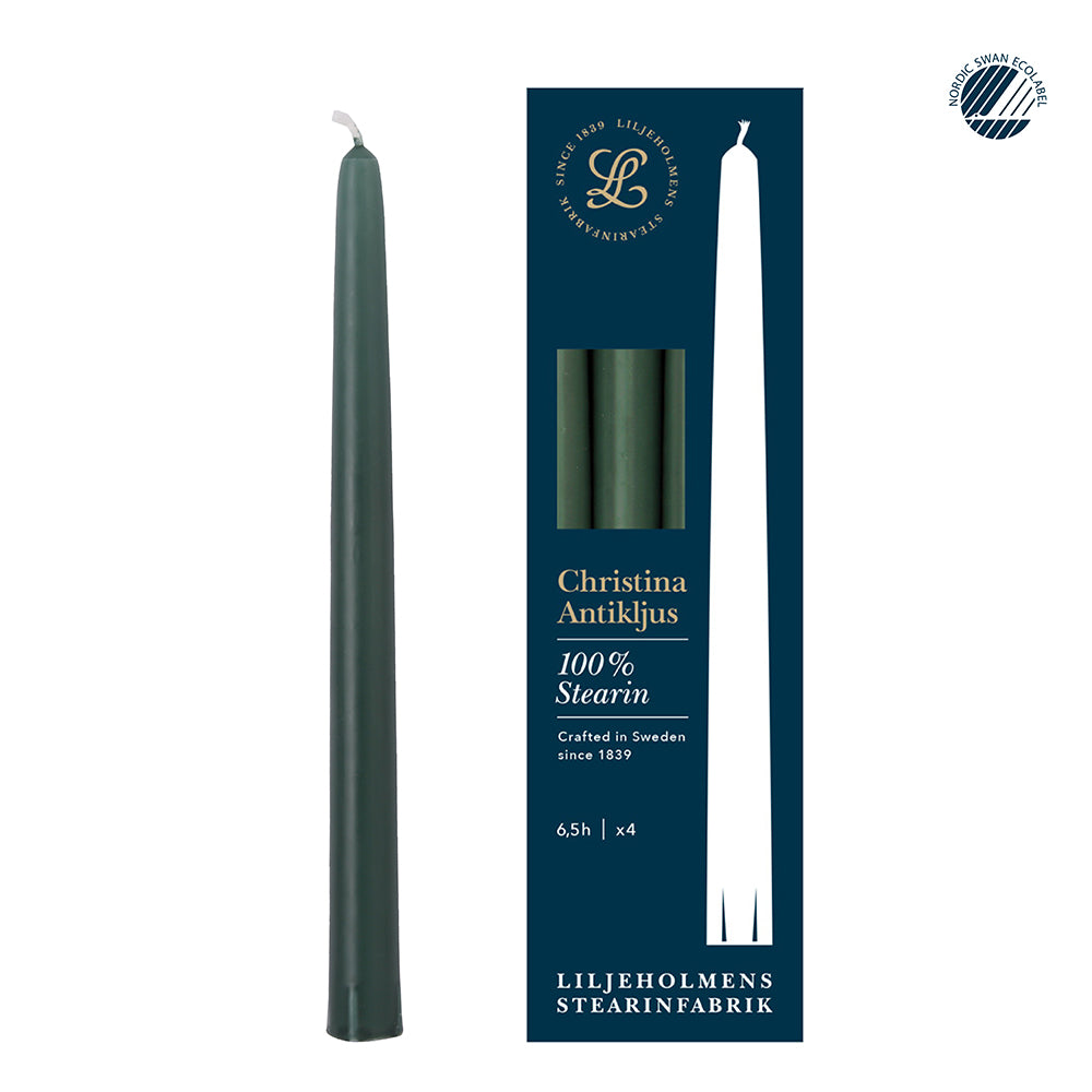 Christina Antikljus 4er-Pack Tannengrün I Ø 22 x H 255 mm – 100 % Stearin