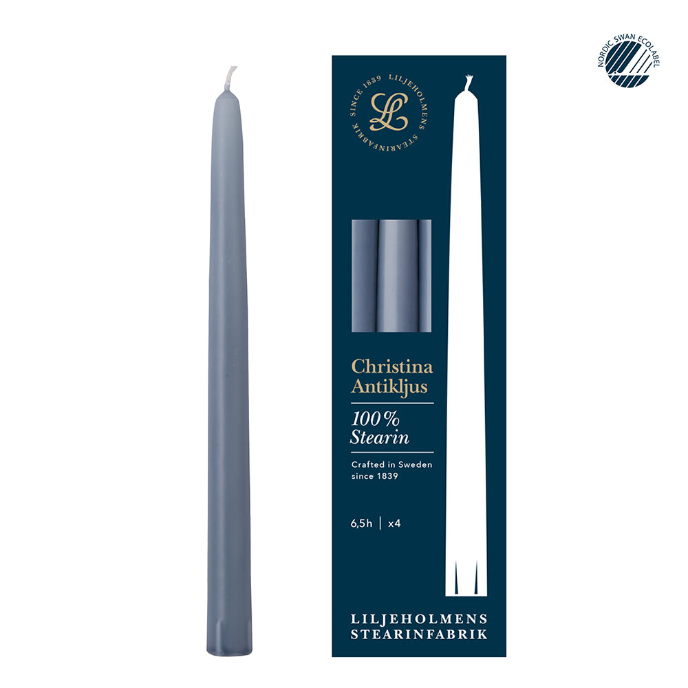 Christina Antikljus 4er-Pack Taubenblau I Ø 22 x H 255 mm – 100 % Stearin