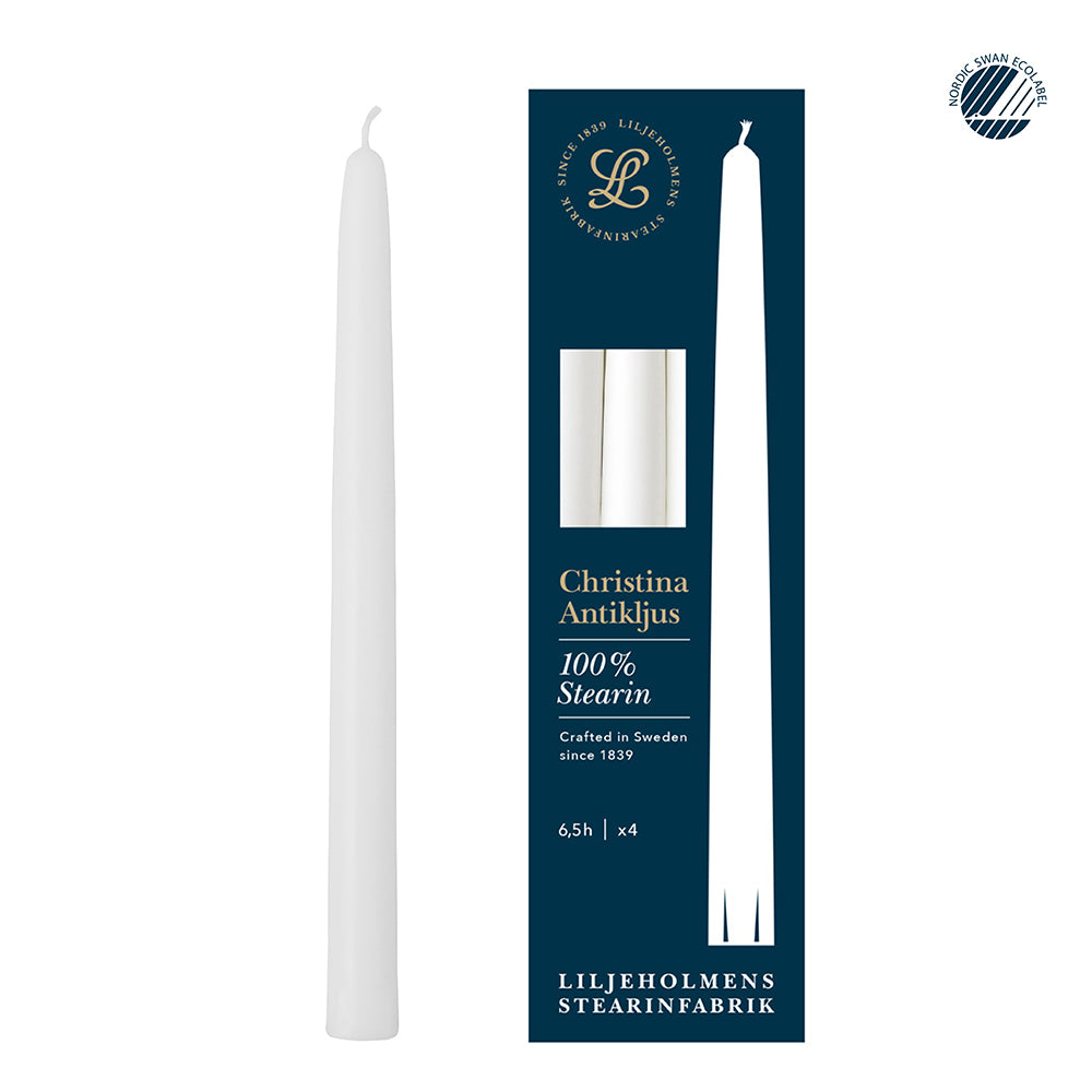 Christina Antikljus 4er-Pack Weiß I Ø 22 x H 255 mm – 100 % Stearin