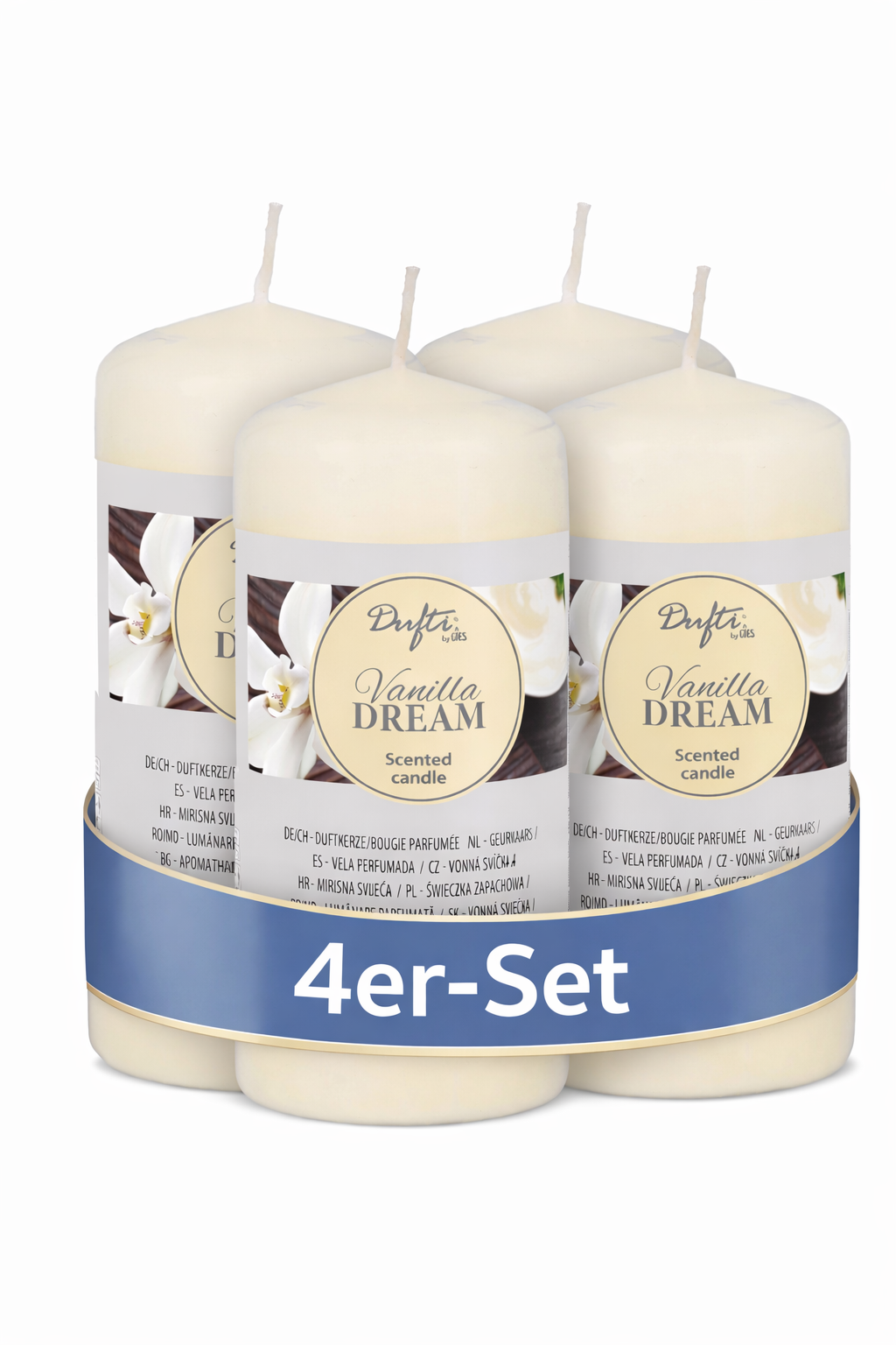 4 Duft-Stumpenkerze Vanilla Dream | 110 x 58 mm