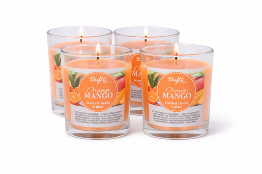 4 Duftkerzen im Glas Orange Mango | 86 x 70 mm