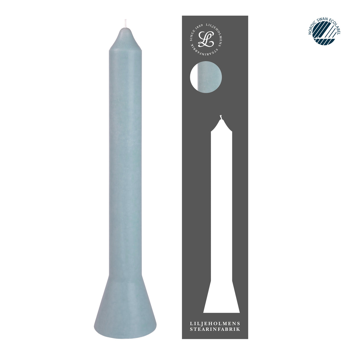 Premiumkerze Anna Taubenblau I Selbstlöschend I Ø 39 x H 360 mm